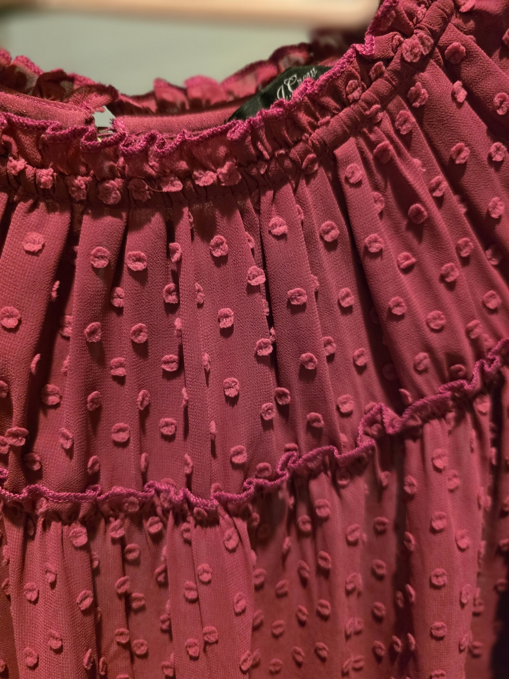 J. Crew Raspberry Dot Ruffle Yoke Blouse - Picture 3 of 9